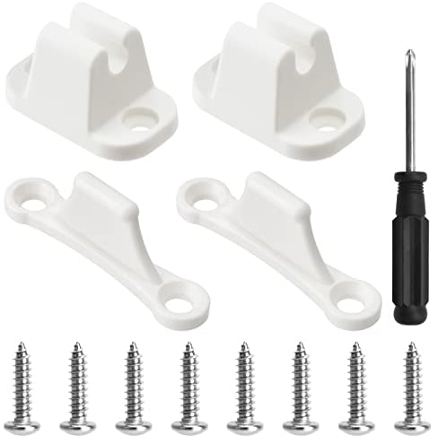 Bubuyun 2 Set Türfeststeller Wohnwagen, Türhalter T-förmige mit 50 mm und 60mm Lochabstand,Sicherheitsschloss Wohnmobil Zubehör Weiß mit Schrauben und Schraubendreher für Wohnmobil Boot Wohnwagen
