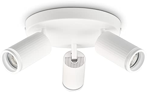 BOYIR 3-flammig Deckenlampe LED Weiß Rund Spotleuchte Deckenstrahler GU10 Drehbar und Schwenkbar Deckenleuchte Abnehmbarer Frontring Spot lampe für Wohnzimmer I Ohne Leuchenmittel
