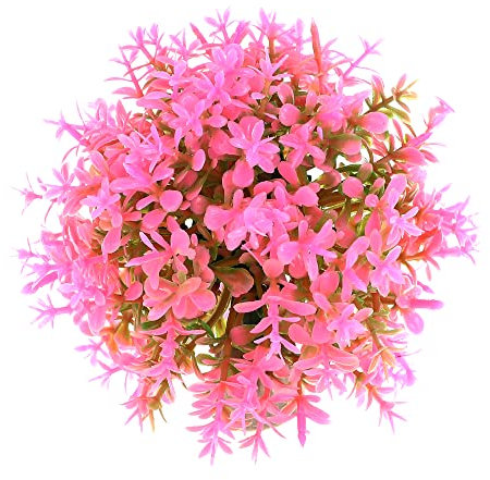 VOCOSTE 1pz Artificiale Acquario Erba Palla, Simulazione Pianta Palla per Pesci Acquario Paesaggio Piante Decorazione, 3,74x3,74 Rosa