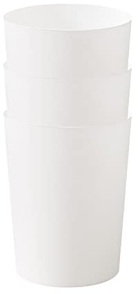 Cetomo 7.2L*3 Papelera de Basura de Plástico, Bote de Basura, Papeleras Pequeñas, Papelera Para Dormitorio, Canasto de Basura Redondo Minimalista, Empilables, Mate, PP, Blanco, 7.2L-3 Unidades