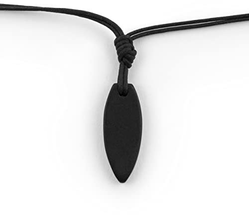 LOCAL LEAGUE Collana da Uomo con Ciondolo Nero TAVOLA DA SURF - Cordoncino di Cotone Cerato Corda per Fidanzato SPIAGGIA Surf Hawaii Vacanze Festival Festa Vacanza Discoteca 48 cm