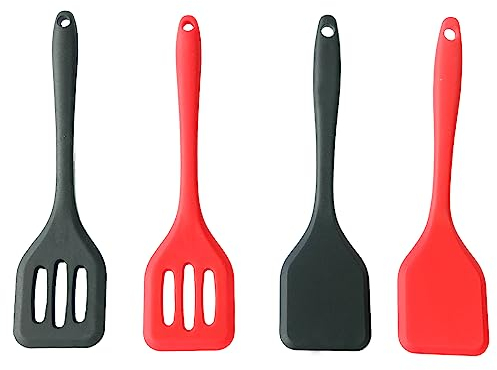 Vastsea Set de 4 Utensilios de Cocina de Silicona, Espátulas de Silicona, Espátulas Silicona, para Mezclar, Hornear y Cocina, No Tóxico, Antiadherente
