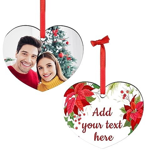 Personalisierte Weihnachtsschmuck mit Foto, 1-150Packs Benutzerdefinierte Logo Name Text Bilder für Weihnachten Hochzeit, doppelseitige Sublimation Rohlinge