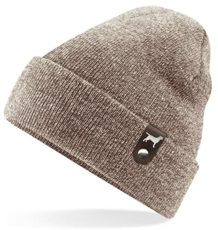 siviwonder Labrador Labby Mütze Patch Leder Gassi Beanie Strickmütze Warm Herren Damen Retriever Lab Farbe OatHeather