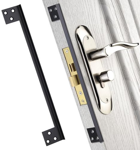 Bryzaxu Door Latch Guard Home Security Door Lock Plate, Outswing Door Security Protector to Prevent Unauthorized Entry, Extra Security Door Locks Door Blocker, Steel Latch Guard Plate Cover (11)