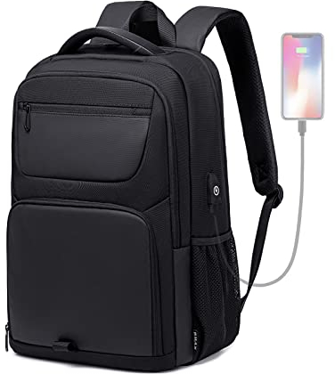 BJIAX 40 litros Resistente Al Agua Mochila para laptop, Backpack Portatil Mochila Hombre Impermeable 17.3 Pulgadas con Puerto de Carga USB, Antirrobo para Trabajo Diario, Viaje, Escuela - Negro