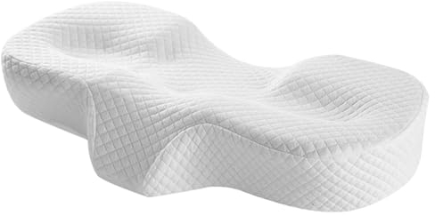 Hmtbet Ergonomisches Kopfkissen, Schmetterlingskissen Recovery Pillow, Anti Falten Kissen Ergonomisches Orthopädisches Nackenstützkissen für Seitliche,Weiß