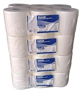 Lot de 24 rouleaux d'essuie-mains en papier blanc gauffré Ecolabel 450 feuilles par bobine à dévidage central essuie tout pure cellulose de qualité professionnelle