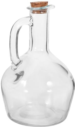 Luxshiny Dispensador de aceite de vidrio con tapón de corcho, grande, para vinagre Shoyu, vertedor de salsa de soja para aderezo, jarabe, aceite de oliva, ensalada, agua, 430 ml