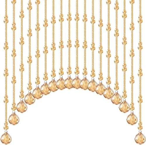 Tenda con perline in legno Tenda con perline di cristallo, tenda divisoria con fili per perline trasparenti per porte semi-private per interni, tenda divisoria ad arco, mantovana divisoria ad arco pe