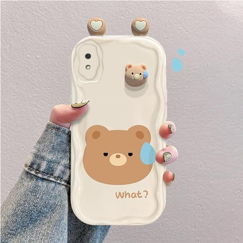 Niedliche, witzige 3D-Cartoon-Bär-Hülle, kompatibel mit Samsung Galaxy A10, Silikon, stoßfest und stilvoll