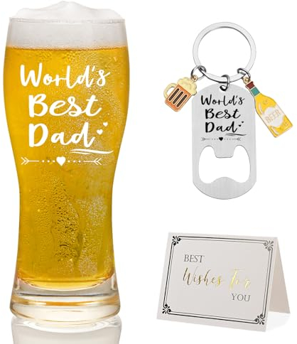 Joymaking World’s Best Dad Beer Glass - 15oz Pint, Perfect for Dad Gifts, Fathers Day, Birthday