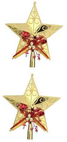 IMIKEYA 2st Weihnachtsbaum Sternverzierungen Stern-baumspitze Aus Draht Outdoor- Weihnachtsmittelstücke Dekorationen Weihnachtszwerg Outdoor- Stroh Urlaub Baumstern Hut Blitz