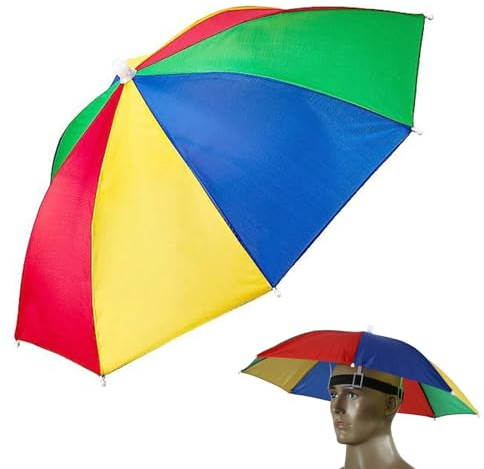 Regenschirmhut,Faltbarer Sonnenschirm-Hut,Mini Regenschirm Mütze Faltbarer Sonnenschirm Hut,Regenbogen Regenschirm Hüte,perfekt für Karneval,Fasching,Festival,Strand & Outdooraktivitäten,1 Stücke (M)