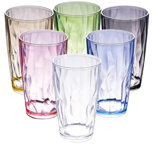 Verre a Eau Couleur, 6 Piece 470ml Verres à Boire En Acrylique, Réutilisables Gobelets Colorés En Acrylique, Verre D'eau Multicolore, Gobelets En Plastique Pour L'eau, Jus, Cafés Glacés, Boissons