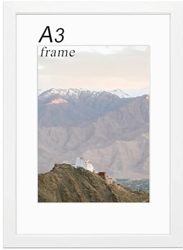RUN HELIX Wooden A3 Picture Frame - A3 Frame with Plexiglass - A3 Photo Frame for Wall Mount - Picture Frame for Family Display Pictures Wall Gallery Photo Frames- 29.7x42 cm (White)