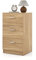 KOMFOTTEU Mesita de Noche con 3 Cajones, Mesilla Auxiliar de Madera, Mesa para Teléfono, Mueble de Almacenamiento, Cómoda para Dormitorio, Salón, Oficina, 38 x 35 x 66 cm (Natural)