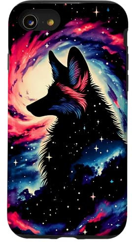 iPhone SE (2020) / 7 / 8 Cool Cosmic Maned Wolf Galaxy Graphic Space Art Case