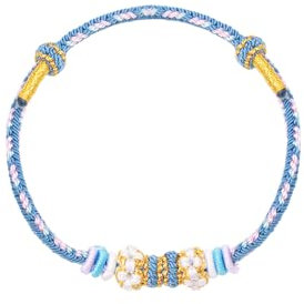 Viwind Tibetisches Glücksarmband für Frauen Glücksbringer Armband Geflochtenes Tibet Stil Einstellbares Handgelenk Armband Rotes Seilarmbänder (Macaron blau)