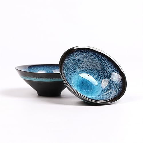 MYOLIO Jianzhan Tenmoku Teetasse 3D Chinesische Kungfu Teetasse Meister Teeschale aus Porzellan 40ml Teegeschirr Natürlicher ofengebrannter Keramikbecher (#1)