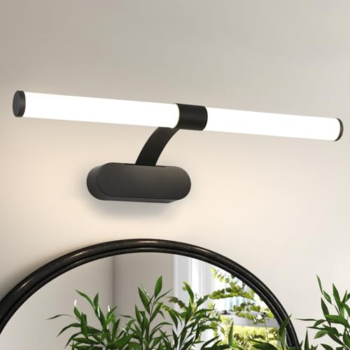 Homefire LED Spiegelleuchte Bad Spiegellampe - Schwarz Wandlampe Badezimmer 60CM Badleuchte Wand 8W Modern Wasserdicht IP44 Wandleuchte Neutralweiß 4000K Badlampe für Küche Badschrank Keller