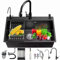 Fregadero de cocina Fregadero negro de acero inoxidable 304 para bar, balcón, bar y cocina con dispensador de jabón, grifo y juego de desagüe (gris oscuro, 60 x 45 cm)