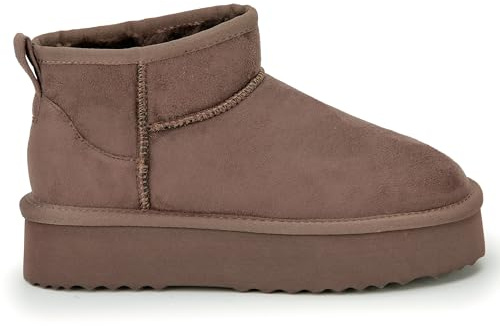 Polar Women s Platform Boots Slippers Faux Suede, Flexible Waterproof Anti Slip Rubber Sole With Memory Foam, Faux Fur-Lined Slip-On Slippers, Ladies Walking Shoes for Indoor & Outdoor