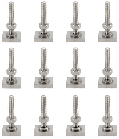 12 Pack M6x35 T Track Slot Bolts for Roof Rack Cross Bars, Cargo Basket, Bike, Ski, Kayak Rack, Stainless Steel Square T Slot Bolts for Awning, Solar Panel