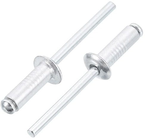 sourcing map 50Pcs 3/16x1/2 Aluminum Blind Rivets, Aluminum Grip and Steel Mandrel, Dome Head Long Split Rivets for Metal, Furniture, Automotive, Silver