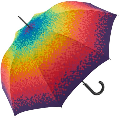 happy rain Regenschirm Rainbow Pixel - Stockschirm Automatik für Damen mit Pixel-Regenbogen-Muster und Automatik-Öffnung