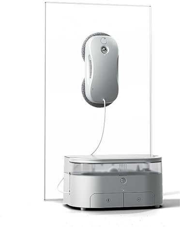 NNYCC Robot Lavavetri - S9 PRO, Finestra Senza Telaio Interno/Esterno Disponibile 5300pa Conversione di Frequenza Potenza di Aspirazione Pianificazione del Percorso AI con Portatile Stazione,Argento