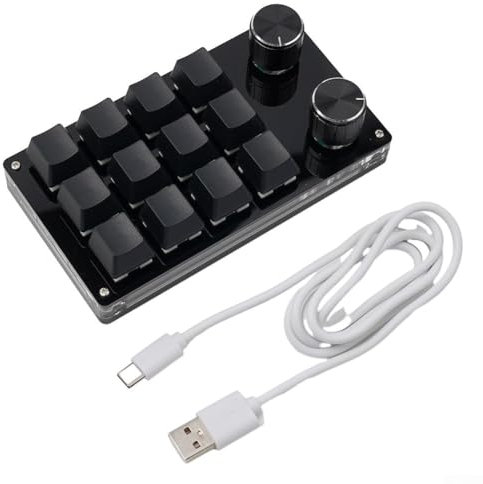 RemixAst Handed Programmable Mechanical Keyboard, 12 Keys Multifunctional Mechanical Gaming Keypad Programmable Macro Keyboard with Knob and Play Handed Keyboard for Windows(black)