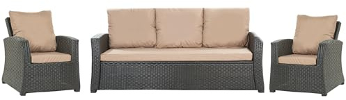 Setgarden® Set aus Rattan-Gartenkissen 4-5 Sitzplätze – für Sofa, Schaukelstuhl und Wohnzimmer, bequem für Innen- und Außenbereich, Polyester, wasserdicht (Beige, 160 x 60 x 50 / 2 x 50 x 56 cm)