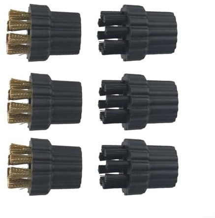 Set di 6 testine di ricambio per pulitore a vapore, in ottone e nylon, compatibili con scope a vapore