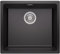 Auralum Fregadero Cocina 1 Seno 50x44 cm, Fregadero Negro de Cuarzo con Sifón, Rebosadero y Desagüe, Instalación Sobreponer/Bajo Encimera Para Muebles 50cm+