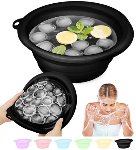 Musiwanna Bol de bain à glace pour le visage, bol de bain de glace, pliable, en silicone, pour le visage, bac à glace portable, pour le lavage à la maison ou en voyage