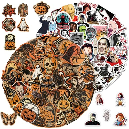 100 Pcs Halloween Stickers, Waterproof Vinyl Sticker Cartoon Stickers Halloween Water Bottle Scrapbook Sticker Crafts Scrapbook Theme Party Supplies for Laptop Water Bottle Skateboard Guitar