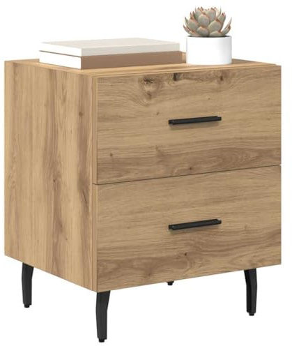 vidaXL Bedside Cabinet with Drawer 2 pcs Artisan Oak 40 x 35 x 47.5 cm, Rustic Nightstand, Compact Table with Storage, Bedroom Organiser, Engineered Wood Bedside Cabinet for Modern Decor