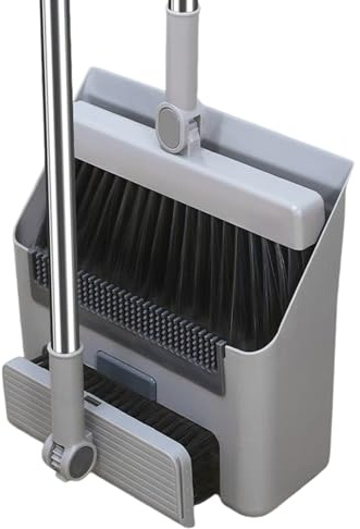 VALINK Set di scopa, paletta 3 in 1, scopa e spazzola per pavimenti, kit di pulizia verticale antivento con manico lungo per casa, cucina, stanza, 1,24 m