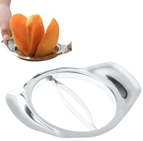 Mangoschneider, Edelstahl Mangospalter, Mangoteiler Mango Slicer Schält Entkernt, Ergonomischer Mangoschneider, Multifunktionales Obstverarbeitungswerkzeug Für Mango Grubenentfernung