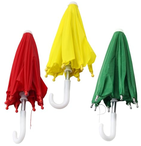 Niedliches Puppen-Regenschirm-Set, 3-teiliges Mini-Deko-Requisiten für 18-Zoll-Puppenparty und Foto