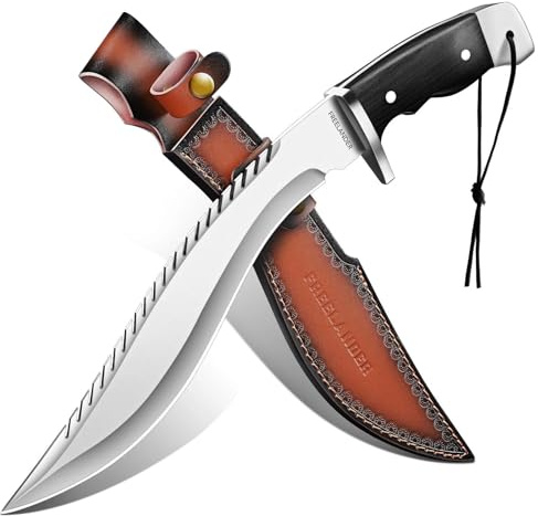 Freelander Survival Machete Scharf Echt, Outdor Messer Feststehende Klinge | Großes Messer Outdoor mit Scheide für Camping, Geschenke für Männer, Schwarz