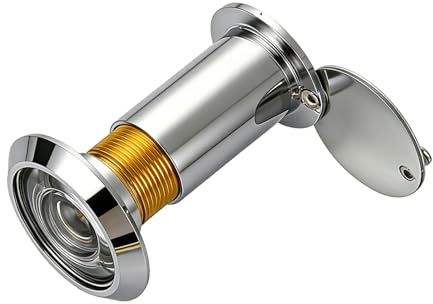 Chrome Door Viewer Peephole, Door Viewer with Privacy Cover, 200° Wide Angle Fits 35-50mm Thick Doors, Spy Hole Security Viewer Door Viewer for Front Door Home Security Easy Installation (Silver)