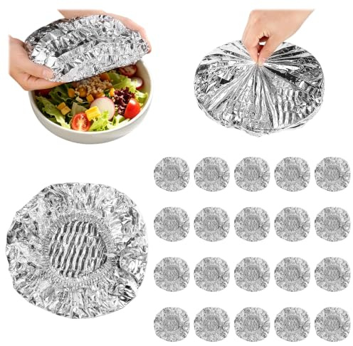 Repeatable Aluminum Foil Film Insulation Cover 20 Stück Generisch Alufolie Frischhaltefolie mit Gummizug Elastische Plastikfolie Lsolierung Frischhaltefolies für Speisen Obst Gemüse Küche