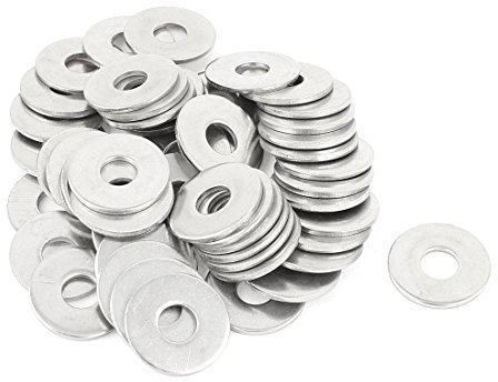 sourcing map 50 X 8mm de Plata Gris X 23mm X 1,9mm de Metal Plana Arandela Espaciadora Sujetador Fijación