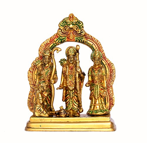 StonKraft Beste Qualität Messing RAM Darbar (Rama, Sita, Laxman, Hanuman) Statue Idol - Hindu Hinduismus Puja (17,1 cm) - Messing Hindu indischen Gott Statue - Brass Statue Deko