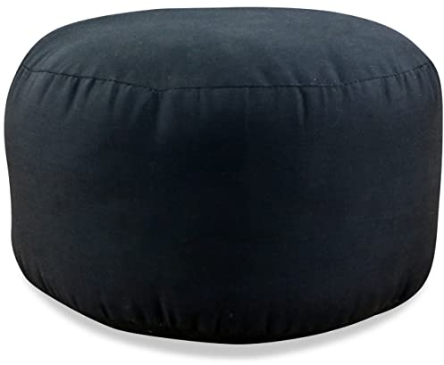 livasia kleines Meditationskissen einfarbig - Ø 32x20cm - Yogakissen mit Kapokfüllung, Pouf, Bodenkissen Yoga Zen Meditation, Sitzkissen für Garten Balkon, Zafukissen handgefertigt (Schwarz Uni)