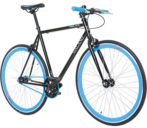 Galano 700C 28 Zoll Fixie Singlespeed Bike Blade 5 Farben zur Auswahl, Rahmengrösse:56 cm, Farbe:Schwarz/Blau