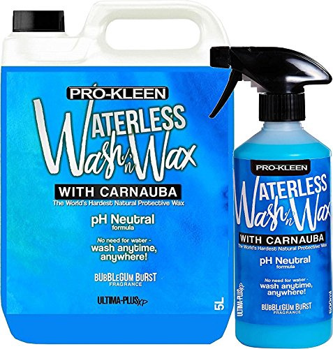 Pro-Kleen Ultima-Plus XP pH Neutral 1 x 5 Litres & 500ml Refill Bubblegum Burst Car Cleaner Waterless Wash & Wax with Carnauba Wax - Car Shine