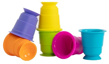 Fat Brain Toys, Suction kupz, Vasos apilables con Ventosa para bebés, 6 Piezas, Juguete de Aprendizaje Infantil, Juego Seguro, motricidad Fina, para niños preescolares Desde 6 Meses, Bizak (30690183)